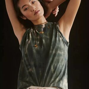 Pilcro Forest Green Tie-Dye Tank Top